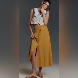 Anthropologie Maeve High-Waisted Button-Front Maxi Skirt